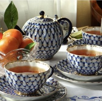 Чайный сервиз "Кобальтовая сетка" ЛФЗ