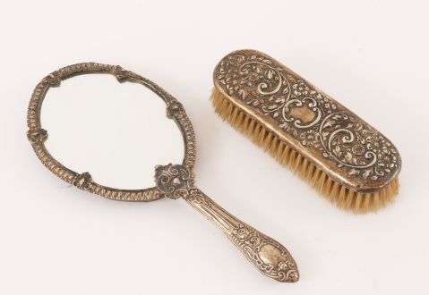 Зеркало и щетка серебро 925 пробы